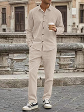 Casual Sports Lapel Long Sleeve Button Cardigan Trousers